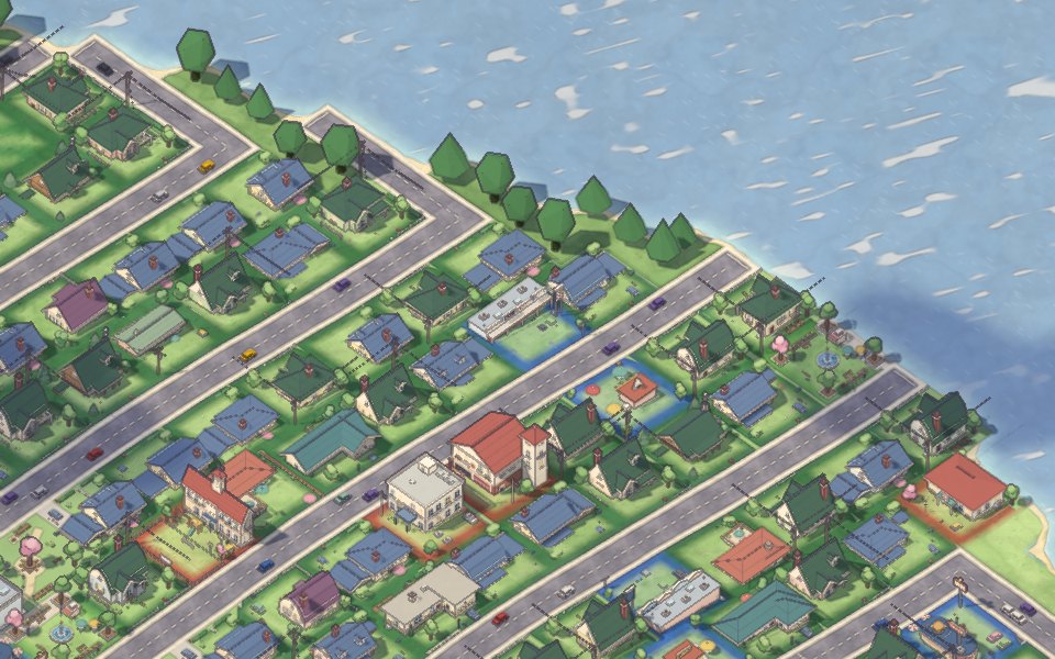 A grid of suburban homes, shops and workshops